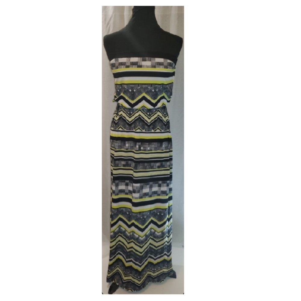 Geometric Print Maxi Tube Dress